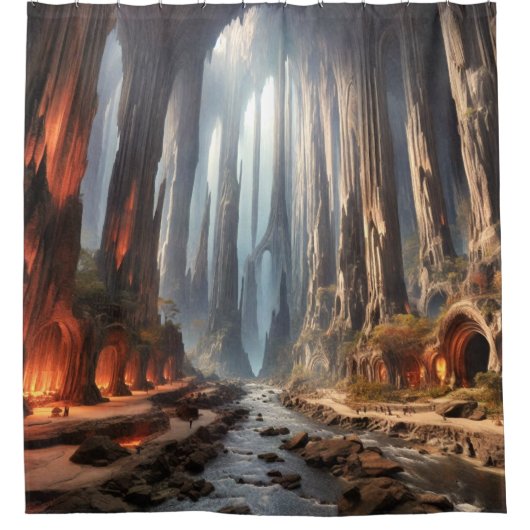 柱と人 シャワーカーテン (正面)