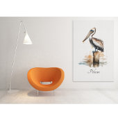 柱に立つペリカン キャンバスプリント