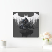 柱の上に止まった打者 スクエア壁時計 (ホーム)