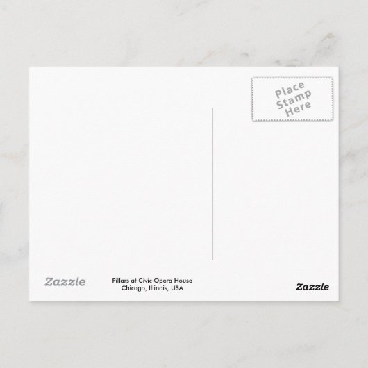 柱の列 – シビックオペラハウス – シカゴ ポストカード (裏面)