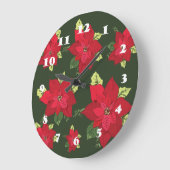 柱時計のクリスマスの花 ラージ壁時計 (傾斜)