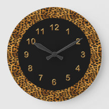 柱時計の黒のヒョウのプリント動物