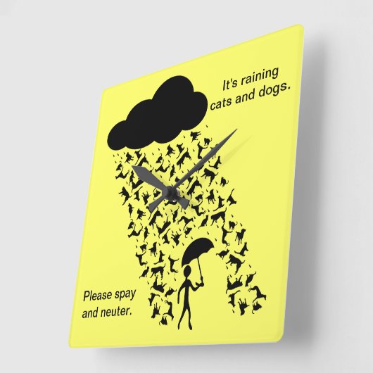 柱時計を"卵巣摘出し、中性化して下さい" スクエア壁時計 (傾斜)