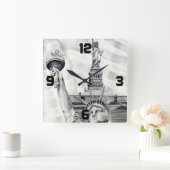 柱時計自由の女神 スクエア壁時計 (ホーム)