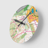 柱時計- orienteering地図 ラウンド壁時計 (傾斜)