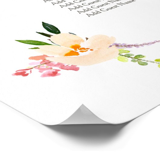 柳とフローラのウェディングレセプションの座席表 ポスター (角)