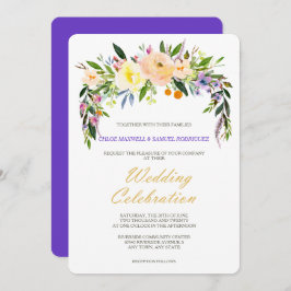 柳とフローラモダン結婚式招待状 招待状