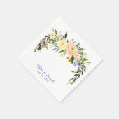 柳と花パーソナライズされた結婚の スタンダードカクテルナプキン (角)