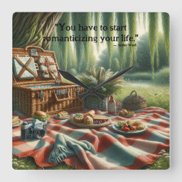 柳の下のピクニック スクエア壁時計