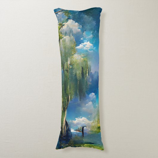 柳の木から空へ抽象芸術 ボディピロー (正面縦)