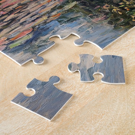 柳の木とユリのパッドの風景絵を描の ジグソーパズル (側面)