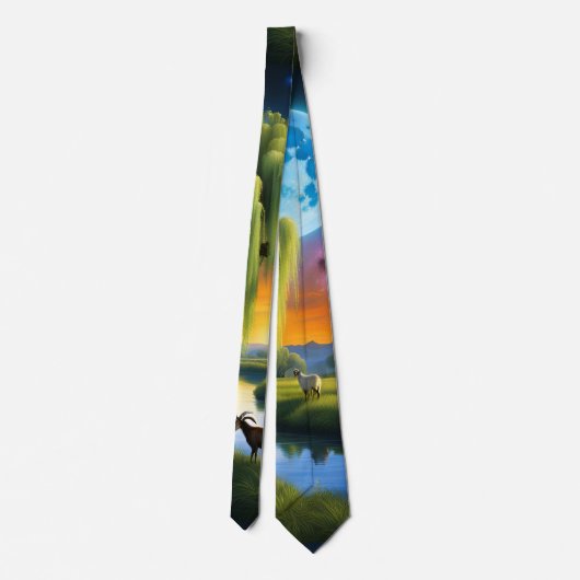 柳の木の下のヤギ ネクタイ (裏面)