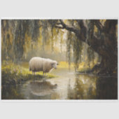 柳の木の下の絵を描羊 薄葉紙 (正面)