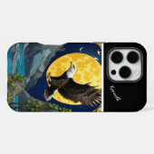 柳の木の月に照らされたワシ iPhoneケース (裏面横)