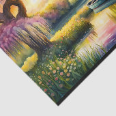 柳の木の近くの池の上の日の出 薄葉紙 (詳細)