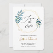 柳の離れ金ゴールドとデータフレームは日付カードを保存 セーブザデート (正面)