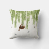 柳日本のの下の雀 クッション (裏面)