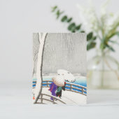 柳橋で雪の中にいる2人の女性 ポストカード (スタンド正面)