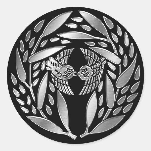 柳生家家紋シルバークローム ラウンドシール (正面)