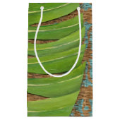 柳細工の背景のブロックプリントのやし スモールペーパーバッグ (正面)