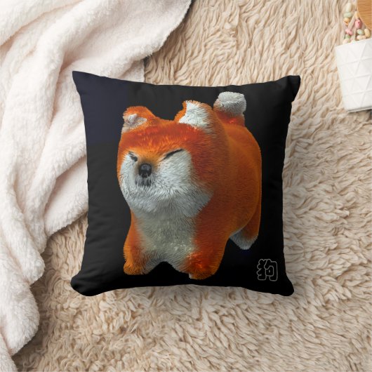 柴人形3Dデジタルアートドッグイヤー2018枕 クッション (ブランケット)