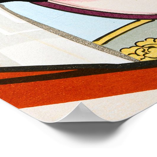 柴楽役團十郎の上野忠正の木版 ポスター (角)