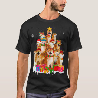 柴犬おもしろいクリスマスツリーペットドッグラバーギフト Tシャツ