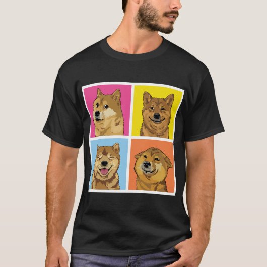 柴犬おもしろいミームドッグフレーム Tシャツ (正面)