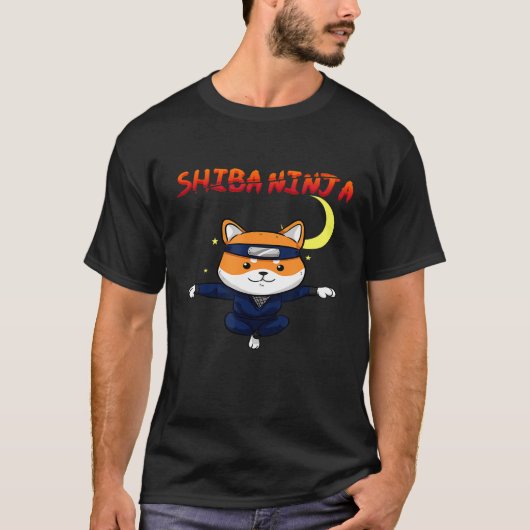 柴犬おもしろいユニドグフライ忍者空手マスターモ Tシャツ (正面)