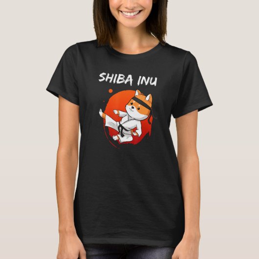 柴犬おもしろいユニドッグハイキック空手マスターSp Tシャツ (正面)