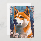 柴犬さくらんぼフラズドッグアート ポストカード (正面/裏面)