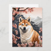 柴犬さくらんぼフラズドッグアート ポストカード (正面/裏面)