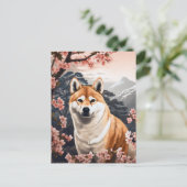 柴犬さくらんぼフラズドッグアート ポストカード (スタンド正面)