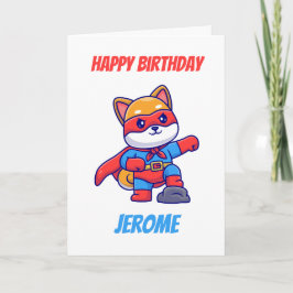 柴犬すごいヒーローキッズスーパーヒーロー誕生日カード シーズンカード