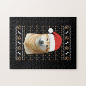 柴犬とサンタハット醜いメリークリスマス ジグソーパズル (横)