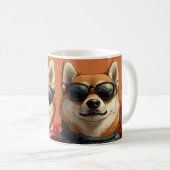 柴犬とハートバラバレンタインデー コーヒーマグカップ (正面右)