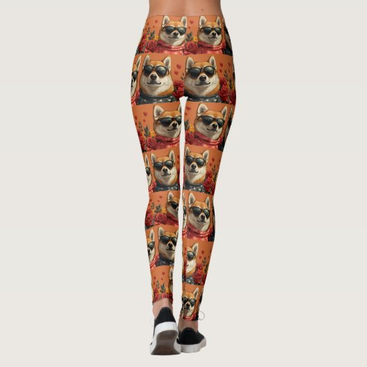 柴犬とハートバラバレンタインデー レギンス (裏面)