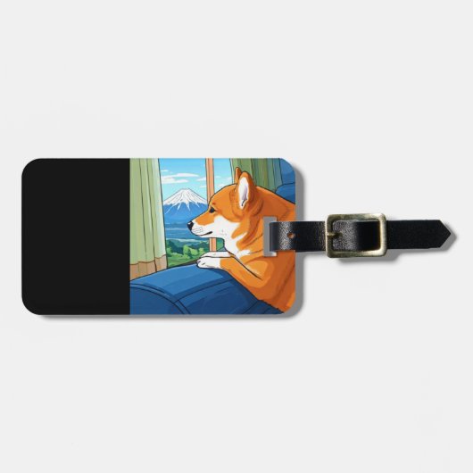 柴犬と富士山の荷札 ラゲッジタグ (正面横)