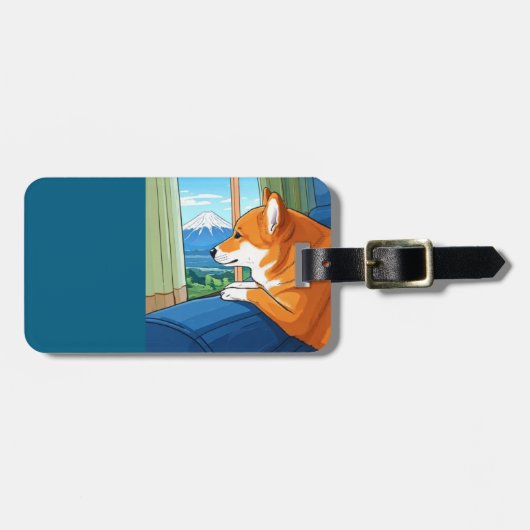 柴犬と富士山の荷札 ラゲッジタグ (正面横)