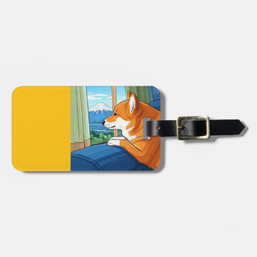 柴犬と富士山の荷札 ラゲッジタグ (正面横)