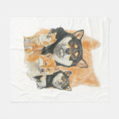 柴犬と幽霊画像 フリースブランケット (正面(横))