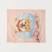 柴犬と桜のタペストリー タペストリー (正面(横))