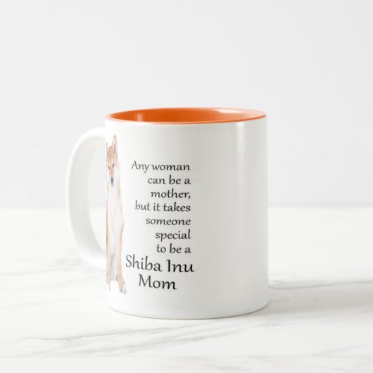 柴犬のお母さんのマグ ツートーンマグカップ (正面左)