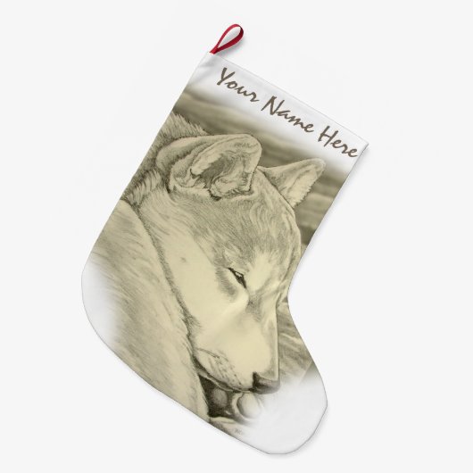 柴犬のクリスマスのストッキングカスタムな犬のストッキング ラージクリスマスストッキング (正面 (吊り時))
