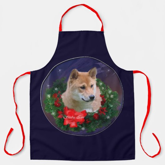 柴犬のクリスマスギフト エプロン (正面)
