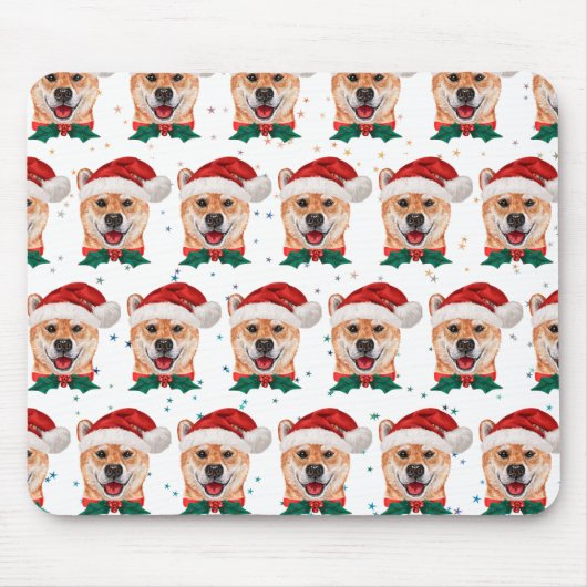 柴犬のクリスマススター マウスパッド (正面)
