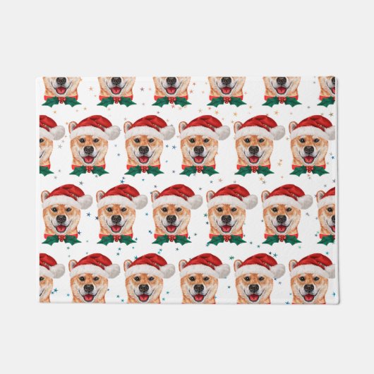 柴犬のクリスマス星 ドアマット (正面)