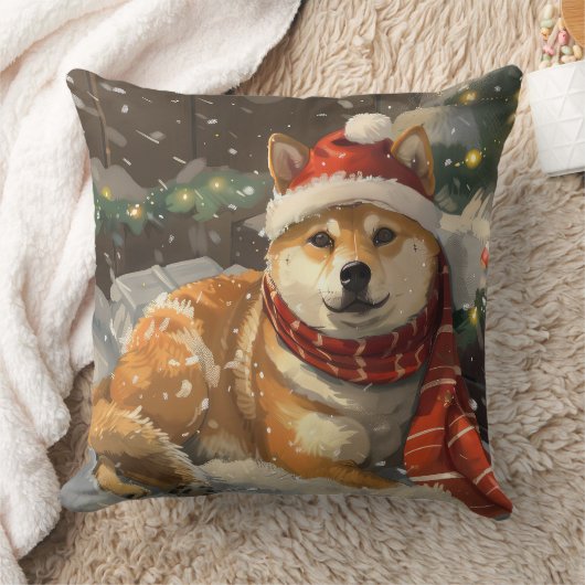 柴犬のクリスマス クッション (ブランケット)