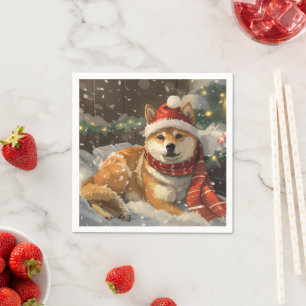 柴犬のクリスマス スタンダードカクテルナプキン