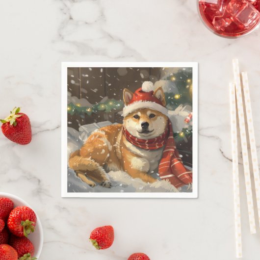 柴犬のクリスマス スタンダードカクテルナプキン (インサイチュ)